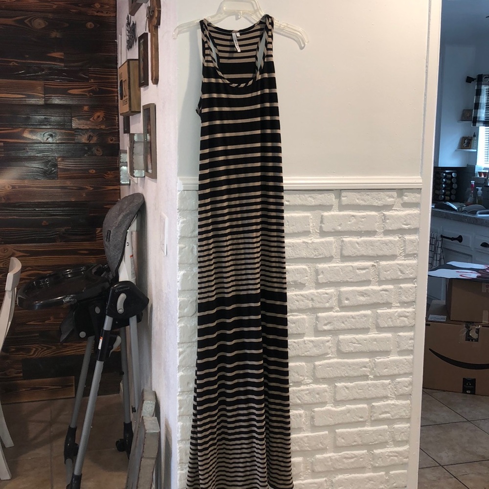 Black and taupe maxi dress